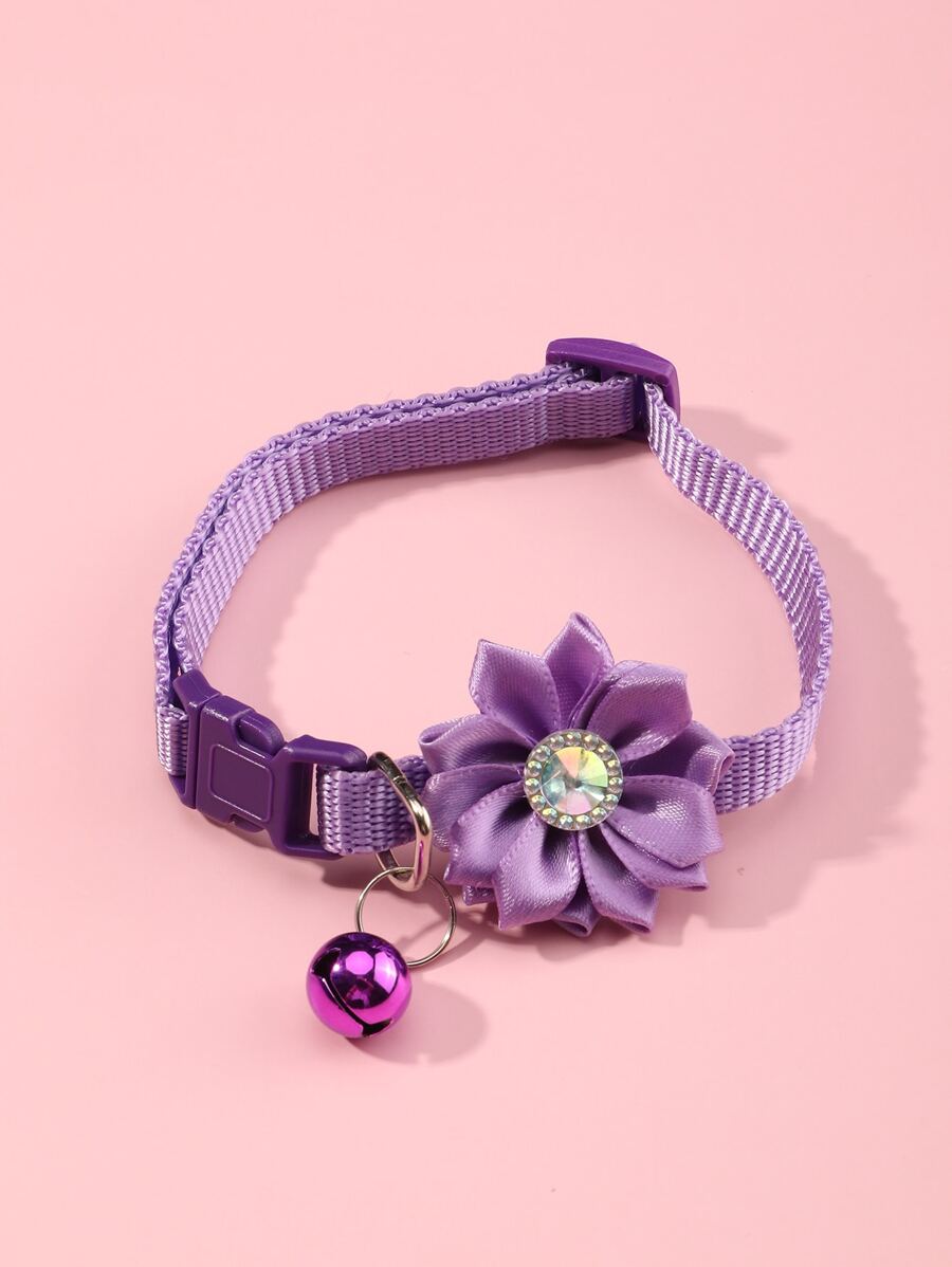 Rhinestone & Flower Decor Pet Collar