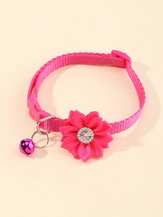 Rhinestone & Flower Decor Pet Collar