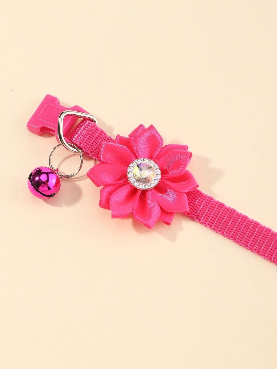 Rhinestone & Flower Decor Pet Collar