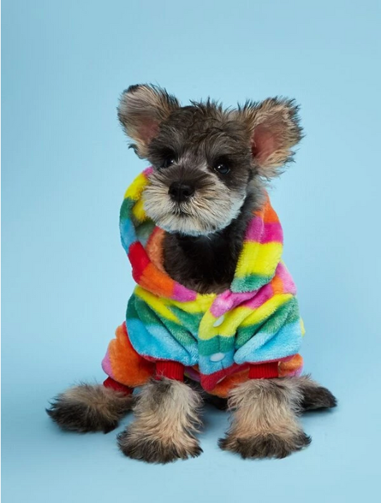 Plush Colorful Stripe Dog Jumpsuit