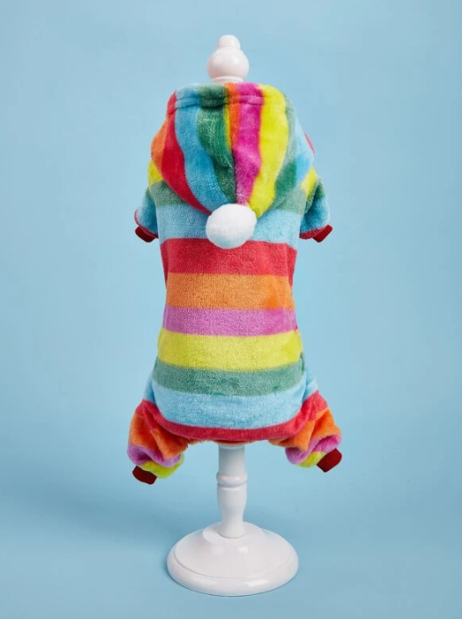 Plush Colorful Stripe Dog Jumpsuit