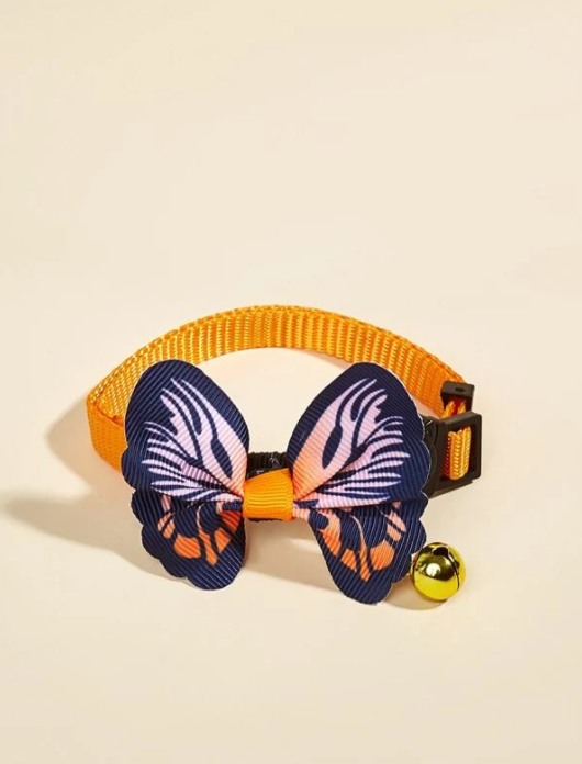 Butterfly Decor Bell Pendant Pet Collar