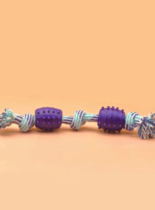 Rope Knot With Rubber Ball Dog Chew Toy