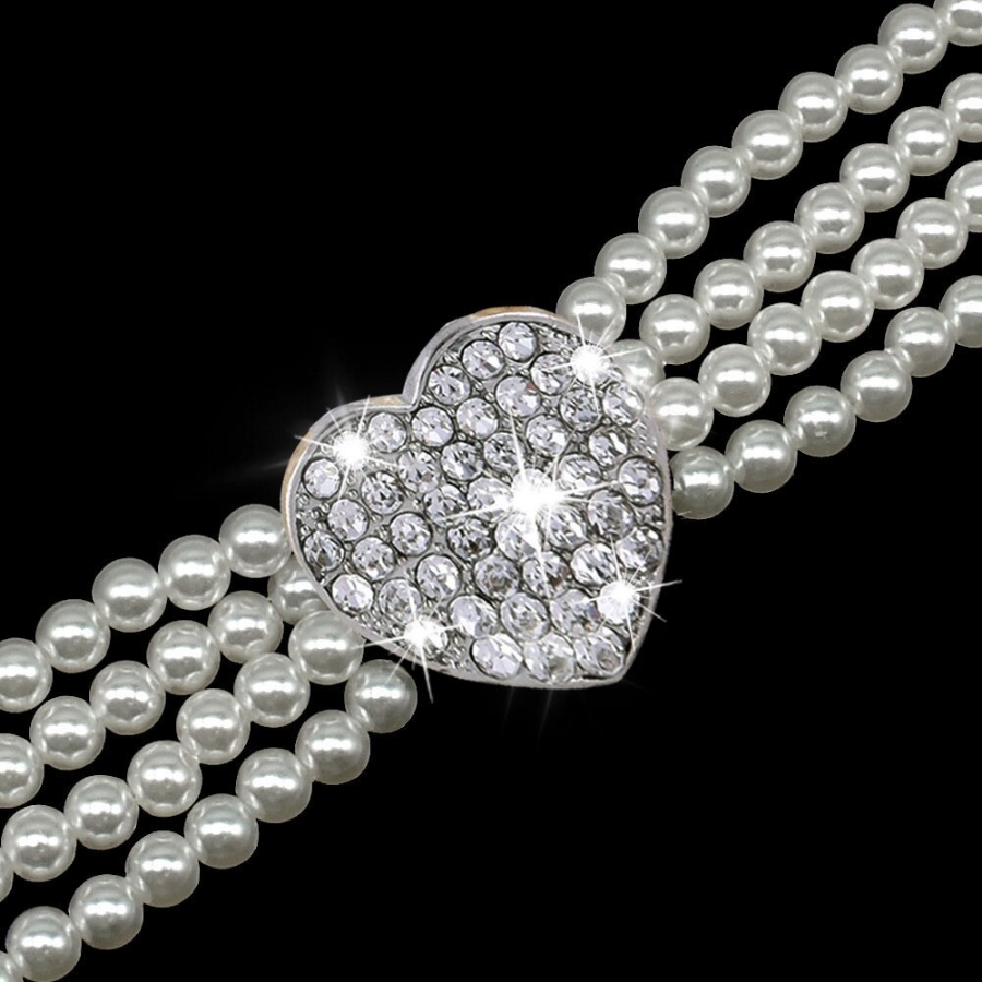 Pearl Pet Collar with Bling Heart