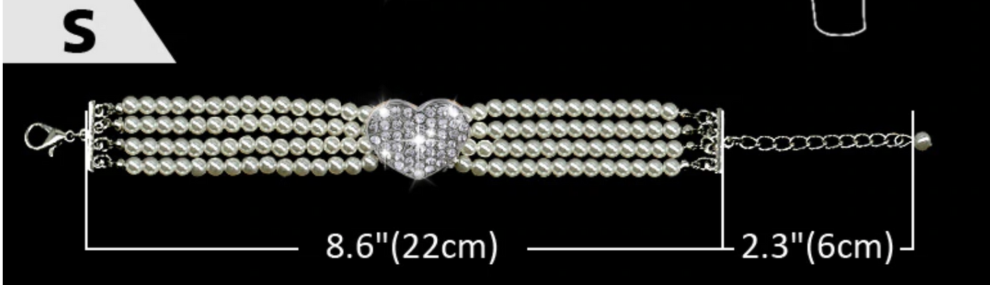 Pearl Pet Collar with Bling Heart
