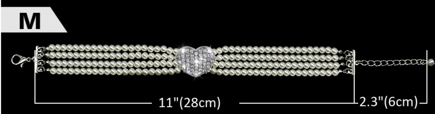 Pearl Pet Collar with Bling Heart
