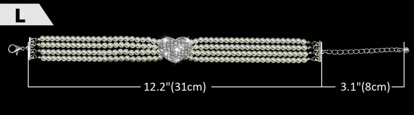 Pearl Pet Collar with Bling Heart