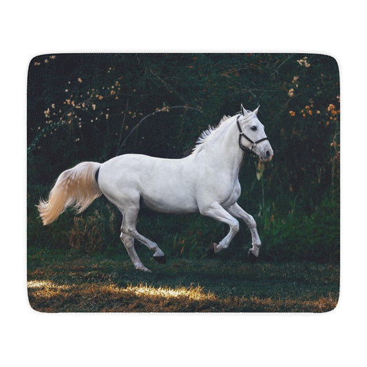 White Horse Tan Sherpa Blanket