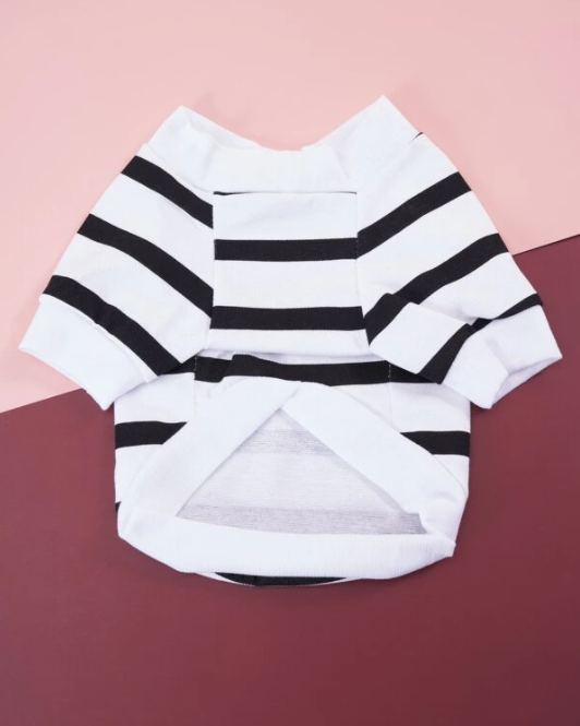 Black and White Striped Heart Tee