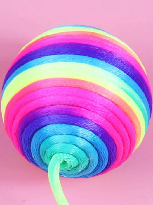 Cat Rainbow Rope Ball With Bell