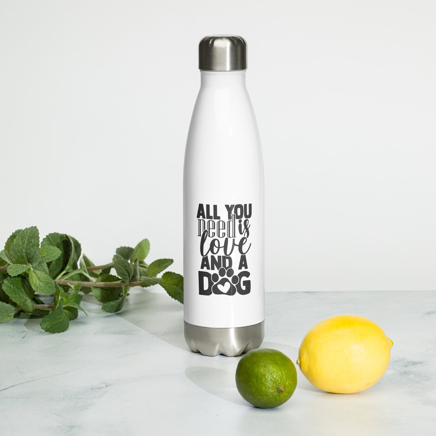 All you need is LOVE and a DOG Stainless Steel Water Bottle